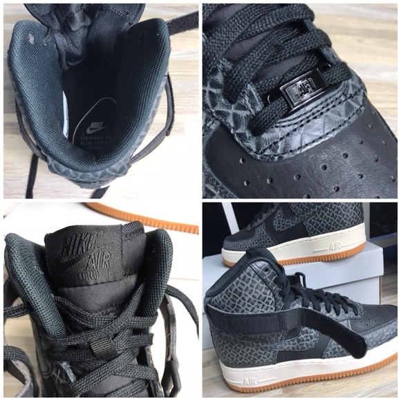 NWT Nike Air Force 1 HI PRM BLACK-gum brawn WMNS - Picture 8 of 8